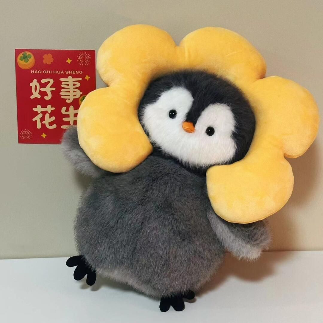 Thú bông chim cánh cụt đeo hoa Babibo