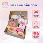 Set Quà 6 Ghim Cài Hình Gấu Bông Loopy